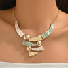 Boho Colorful Enamel Geometric Bib Necklace Hammered Statement Jewelry for Women Beach Vacation Party Daily Wear - Image 7