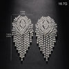 Stonefans Tassel Drop Earrings for Women Luxury Designer Geometric Rhinestone Dangle Earring Wedding Party Jewelry