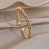 Delicate Zircon Flower Cuff Bangle Bracelets for Women Glossy Gold Plated Stainless Steel Wristband Bracelet Jewelry - Image 10