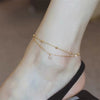 Stainless Steel Jewelry Gold-plated Minimalism 2-Layer Beading Zircon Charm Women Anklet Chain - Image 2