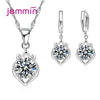 Silver Crystal Pendant Necklace Earrings Jewelry Set For Women Girls Wedding Engagement Jewelry - Image 3