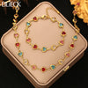 Eilieck 316L Stainless Steel Round Sparkling Zirconia Necklace Bracelet Set For Women Jewelry Set Holiday Gift - Image 1