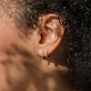 Chain Hoop Piercing Earring with Square and Waterdrop Details - Image 5