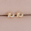 1 Pair Stainless Steel Chain Zircon Star Moon Ear Stud Earrings Gold Plated Cartilage Piercing Earring Women's Jewelry - Image 3