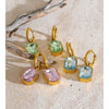 Stainless Steel Hoop Earrings Green Pink Blue K9 Crystal Rectangle Drop Aesthetic Golden Women Jewelry - Image 5