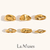 La. Muses Irregular Twisted Wide Faced Stainless Steel Women's Ring Pvd Gold Plated Jewelry Accessories - Image 1