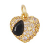 Brass Heart with CZ Zirconia Paved Charm Pendant, Gold Plated Zircon Jewelry Finding Supplies - Image 30