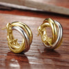 Metallic Two-tone Style Hoop Earrings Female Daily Wearable Cross Design Jewelry Chic Low-key Accessories for Daily Life - Image 2