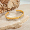 Textured Stainless Steel Open Cuff Bangle in Gold-Tone or Silver-Tone - Image 3