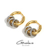 Greatera Two Tone Ring Huggie Earrings for Women Gold Plated Metal Geometric Round Circle Hoop Earrings Minimalist Jewelry - Image 1