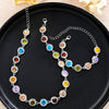 Korean Colorful Crystal Choker Necklace Bracelet for Women Sparkly Rhinestone Clavicle Chain Bracelet Jewelry Set - Image 3