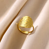 Gold Color Stainless Steel Coin Ring Broad Surface Elliptical Geometry Rings Elegant Jewelry Accessories For Women Gift - Image 2