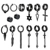 2pcs Stainless Steel Non Pierced Clip On Earrings for Men Women Magnetic Stud Earrings Punk Dangle Huggie Hoop Earrings Set - Image 1