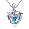 Couple Dolphin with Blue Heart CZ Necklace Women Chic Bride Wedding Clavicle Chain Necklaces Fancy Gift Statement Jewelry - Image 2