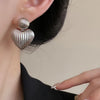 Vintage Metal Striped Round Heart Earrings for Women European American Retro Ball Drop Earrings Elegent Female Simple Jewelry - Image 3