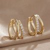 Silver Crystal Zirconia Hoop Earrings for Women Simple Double Ring Circle Earrings Punk Jewelry Party Gifts - Image 2