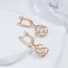 Rose Gold Drop Earrings for Women Unique Geometric Hollow Pearl Bridal Earrings Wedding Jewelry - Image 5