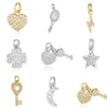 5pcs/Lot Star Heart Key Copper Cubic Zircon Charms Clover Lightning Horseshoe Racket Moon Bracelet Earring Necklace Pendant - Image 1