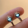 Crown Design Small Hoop Earrings with Heart Multicoloed Cubic Zirconia Earrings for Women Gift Jewelry - Image 3