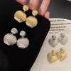 Vintage Metal Striped Round Heart Earrings for Women European American Retro Ball Drop Earrings Elegent Female Simple Jewelry - Image 2