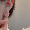 3pcs Y2k Heart-shaped Zircon Pink Crystal Pendant Earrings Necklaces Set for Women Heart Elegant Party - Image 3