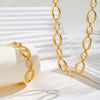 Chunky Stainless Steel Oval Link Bracelets for Women, Gold Plated Minimalist Jewelry - Image 3