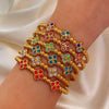 Multicolor Clover Rainbow CZ Stones Tennis Bracelets Bangles for Women Gold Plated Stainless Steel Jewelry - Image 6
