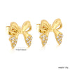 Butterfly Bow Shaped Zircon Stud Earrings Stainless Steel Piercing Gold Color Stylish For Women Jewelry - Image 2