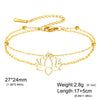 Lotus Pendant Bracelet Shiny Rhinestone Inlaid Double Hole Charm Bracelet Stainless Steel Wrist Jewelry Gift - Image 13