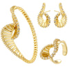 Golden Plated Brass Bracelet With Zirconia Earrings And Ring Collection Style Ladies Jewellery - Image 1
