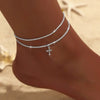 Dainty Chain Anklet with Cubic Zirconia Cross Pendant - Image 19