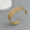 Gold‑Plated 316L Steel Multi‑Layer Round Piece Hollow Wide Open Cuff Bangle Stack‑able Women Metal Wrist Bracelet - Image 1