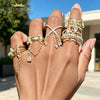 Iced Out Stack Chain Ring Gold Color Micro Paved CZ Engagement Band Multi Piece Stacking Finger Jewelry - Image 1