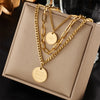 Meyrroyu 316L Stainless Steel Hip Hop PunkVintage Multilayer Coin Pendant Necklace For Women Double Layer Chain Necklace Jewelry - Image 25
