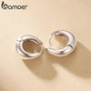 Gold Plated Silver Post Glossy Hoop Earrings, High Polished Statement Jewelry for Women - Image 3