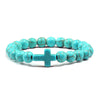 8mm Beads Religious Cross Bracelet for Women Men Natural Turquoise Stone Elastic Link Prayer Bracelet for Boy Girls - Image 6