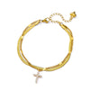 Stainless Steel Colorful Boho Drops Anklets For Women Zircon Cross Beads Anklet Double Chain Summer Beach Jewelry Gift - Image 14
