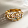 Romantic Colorful Geometric Zircon Inlay Bangle For Women Gold Pvd Plated Stainless Steel Jewelry - Image 5