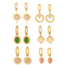 316L Stainless Steel Gold Color Pendant Stone Earring Hoop Earrings For Women Jewelry Gifts - Image 1