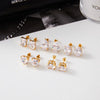 Round Heart Water Drop Oval Zircon Stud Earrings For Women Gold Plated Stainless Steel Earrings Jewelry - Image 6