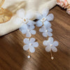 Glass Chiffon Flowers Tassel Dangle Earrings for Women Sweet Exaggerated Design Earring Vacation Style Jewelry Travel K - Image 7