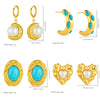 316L Stainless Steel Golden Flower Heart Moon Pearl Necklace Earrings Set For Women Girl Jewelry Suit - Image 3