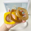 3Pcs/Set Exaggeration Yellow Coffee Acrylic Geometric Irregular Wide Cuff Bangles Women Resin Bracelets Jewelry - Image 2