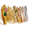 Zircon Stainless Steel Bracelet For Women Geometric Leaf Rhinestone Shell Bangles Couple Jewelry - Image 1