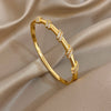Elegant Zircon Stainless Steel Cuff Bracelet Women Simple Geometric Twisted Gold Plated Spring Bangle Jewelry Gift - Image 2