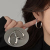 Silver Color Geometric Twisted Hoop Earrings for Women Mobius Strip Compact Earring Femininity Ear Euckle Jewelry - Image 1