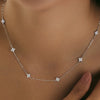 Silver Four-leaf Flower Necklace Bracelet Set for Women Vintage Design Sparking Jewelry Set Party Jewelry Gifts - Image 3