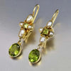 Dazzling Round Geometry Gold Color Earrings for Women Metal Inlaid Green Stone Imitation Pearl Earrings Jewelry - Image 2