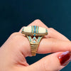Vintage Oval Sea Blue Crystal Rings Stone White For Woman Gold Plated Antique Jewelry - Image 4