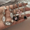 Harajuku Punk Love Heart Rhinestones Gothic Titanium Steel Necklace For Women Cool Girl Party Jewelry Gifts For Friend - Image 1